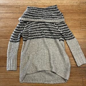 Cozy Striped Knit Sweater - Black and Gray